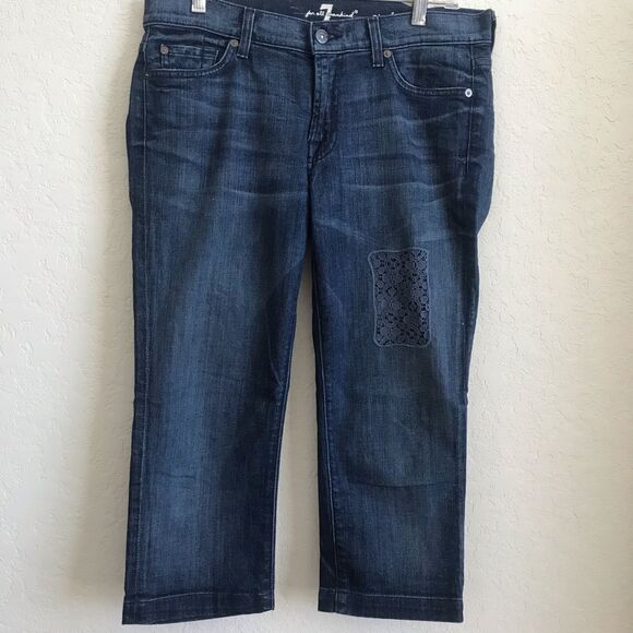 7 For All Mankind Size 27 Crop Ankle Josefina Skinny Boyfriend Denim Jeans - Picture 4 of 6